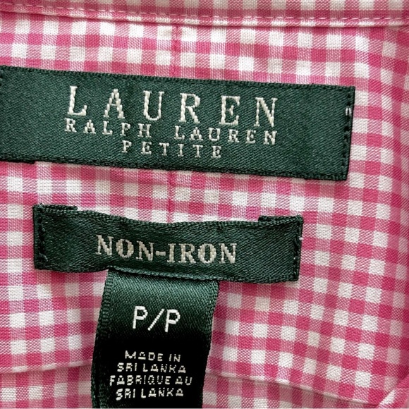 Lauren Ralph Lauren Petite Non Iron Checkered Button Down Shirt - Picture 3 of 9